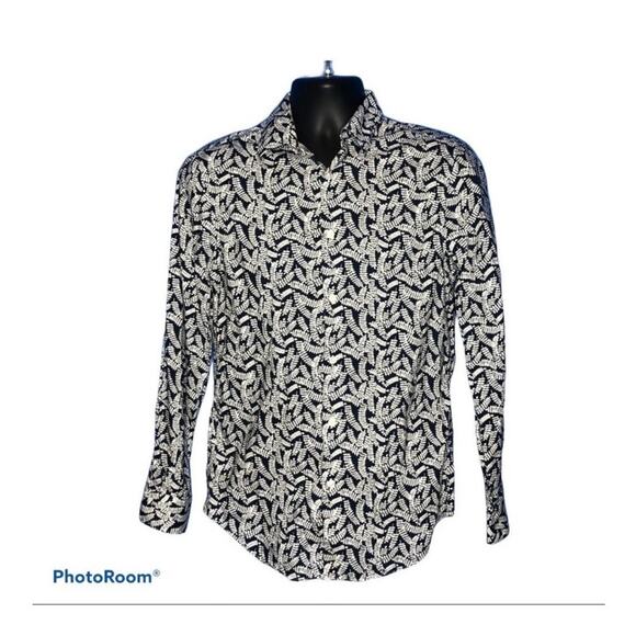 Perry Ellis Button-up Shirt Bold Fern Design Size Small - Picture 3 of 13